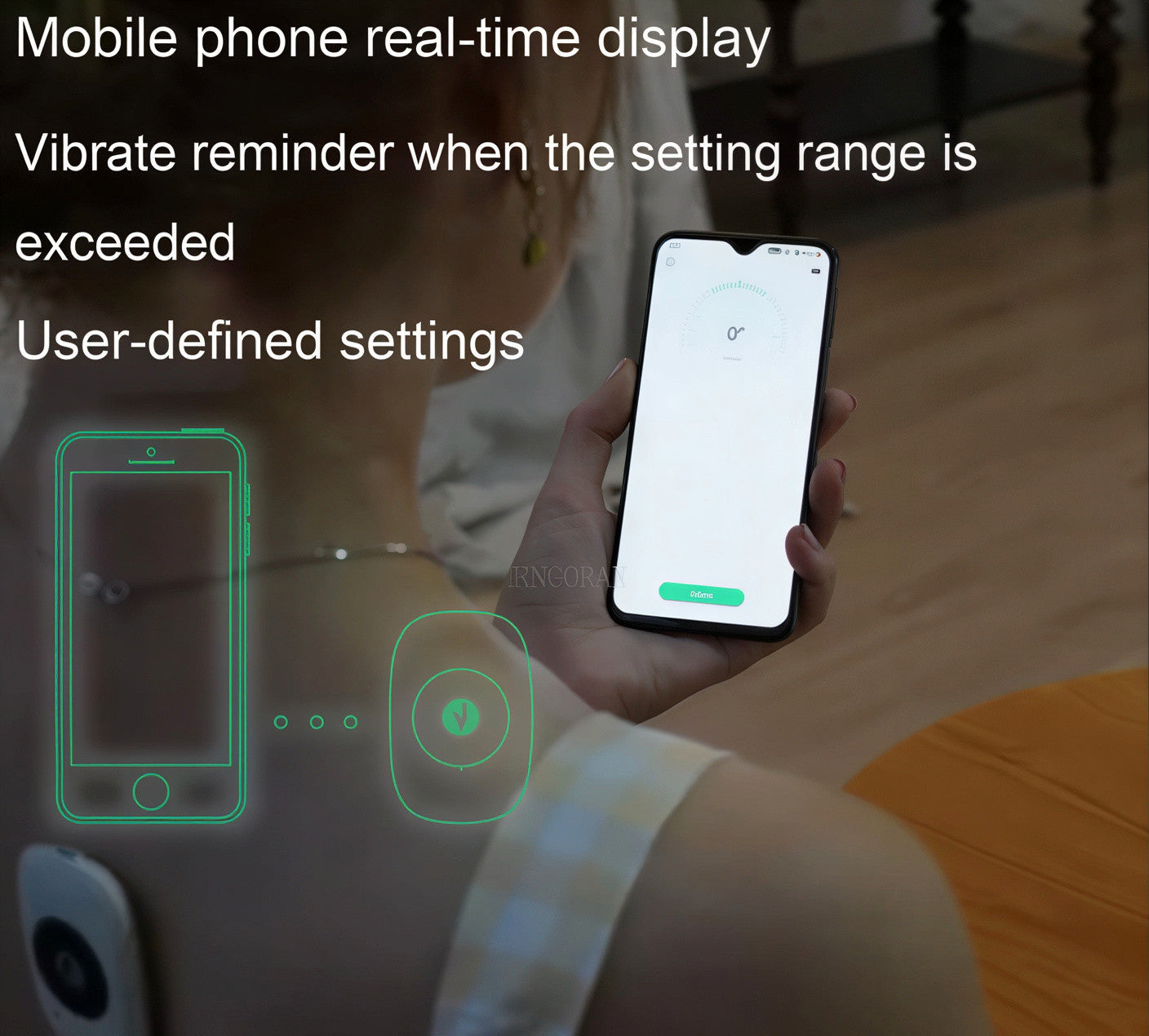Sovela posture trainer app – mobile phone real-time posture display with vibration reminder and user-defined settings